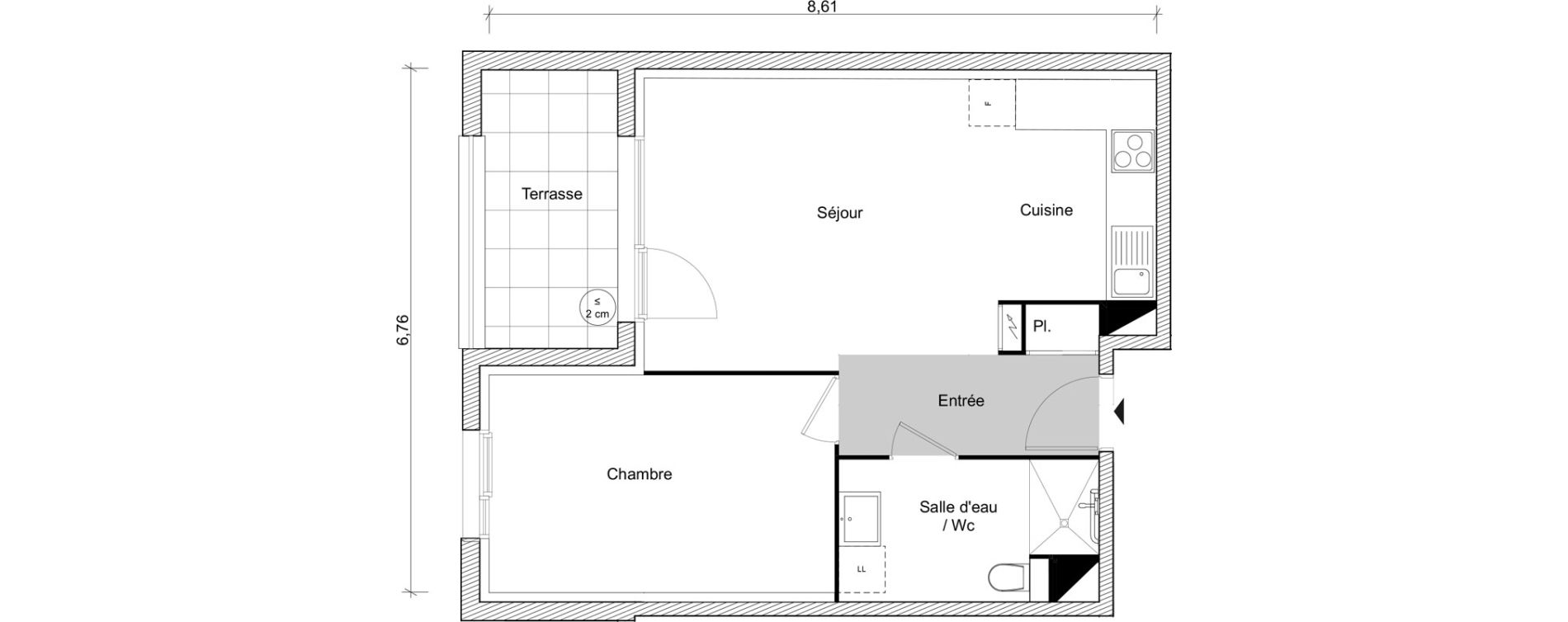 Appartement T2 de 45,73 m2 &agrave; Fonbeauzard Centre