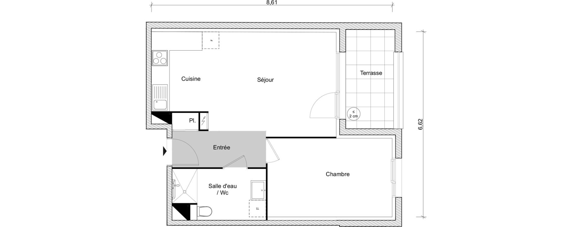 Appartement T2 de 45,59 m2 &agrave; Fonbeauzard Centre