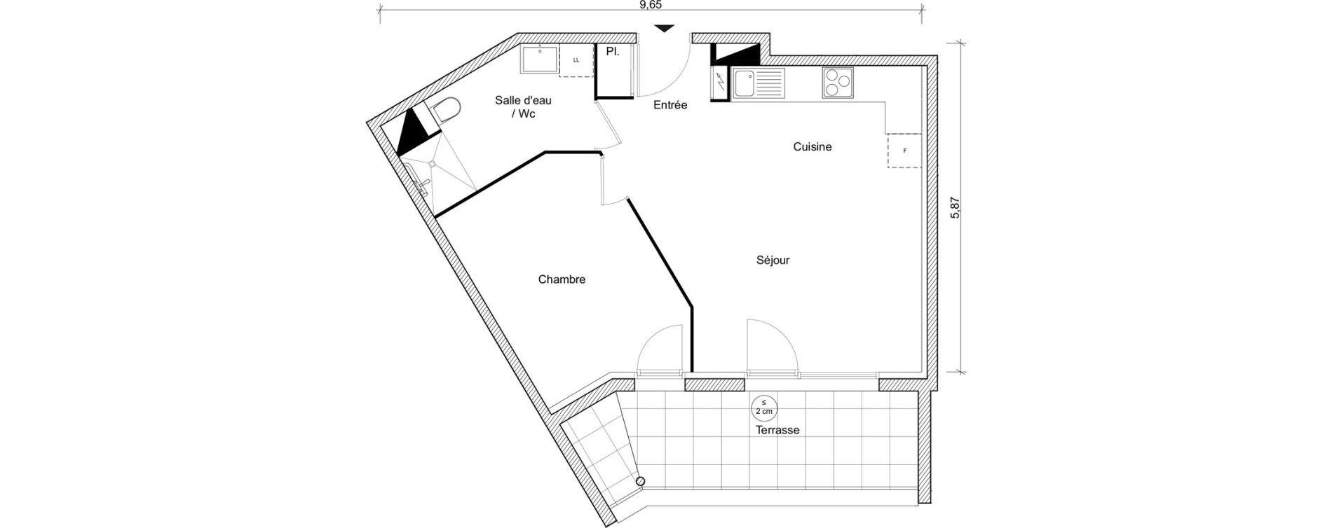Appartement T2 de 46,74 m2 &agrave; Fonbeauzard Centre