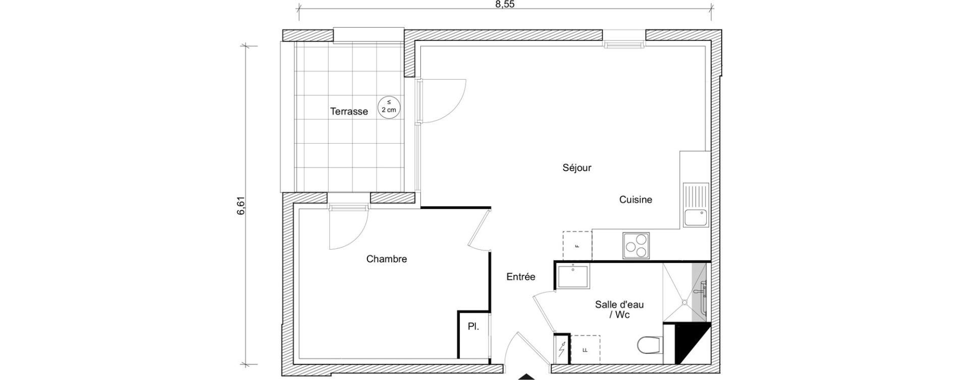 Appartement T2 de 45,46 m2 &agrave; Fonbeauzard Centre