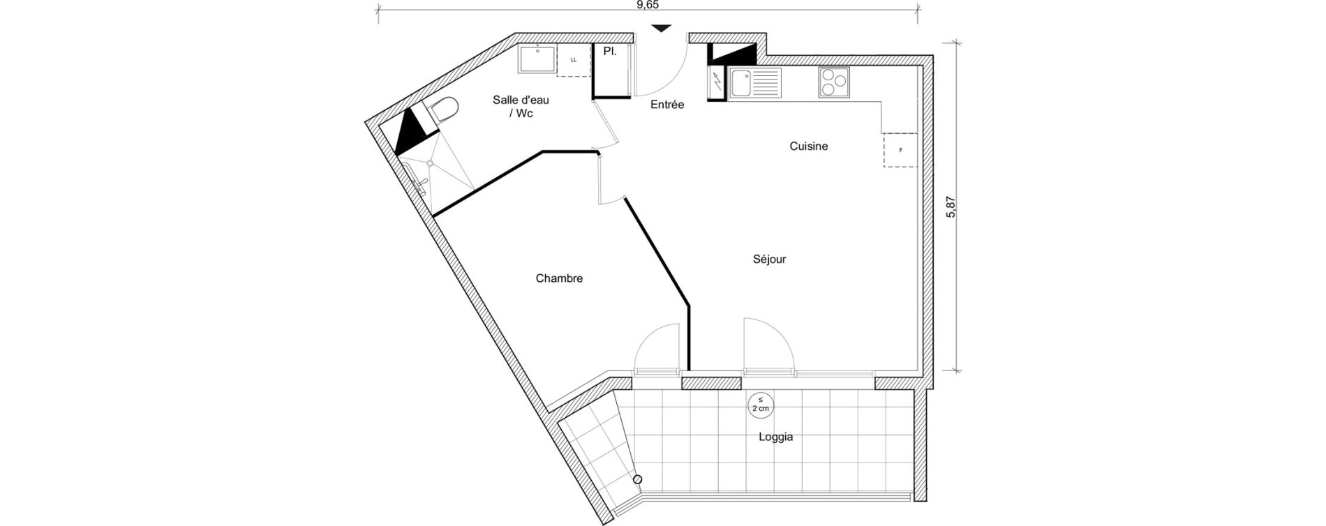 Appartement T2 de 46,74 m2 &agrave; Fonbeauzard Centre