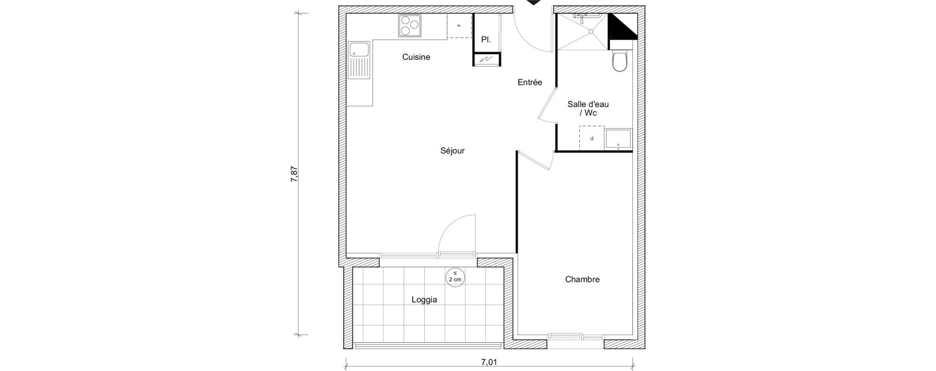 Appartement T2 de 45,44 m2 &agrave; Fonbeauzard Centre