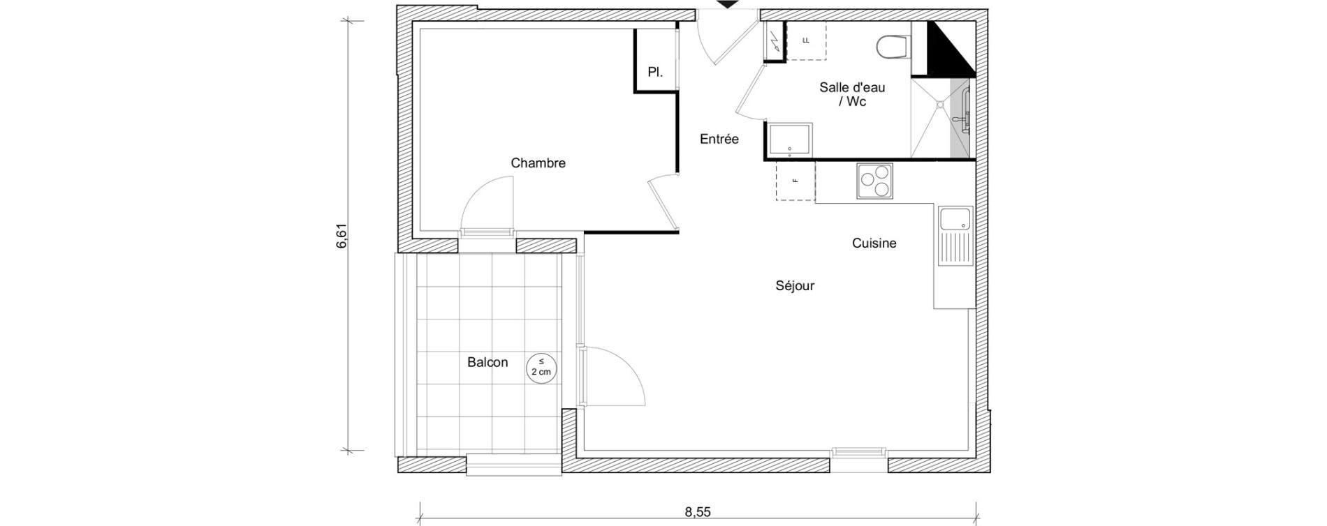 Appartement T2 de 45,46 m2 &agrave; Fonbeauzard Centre