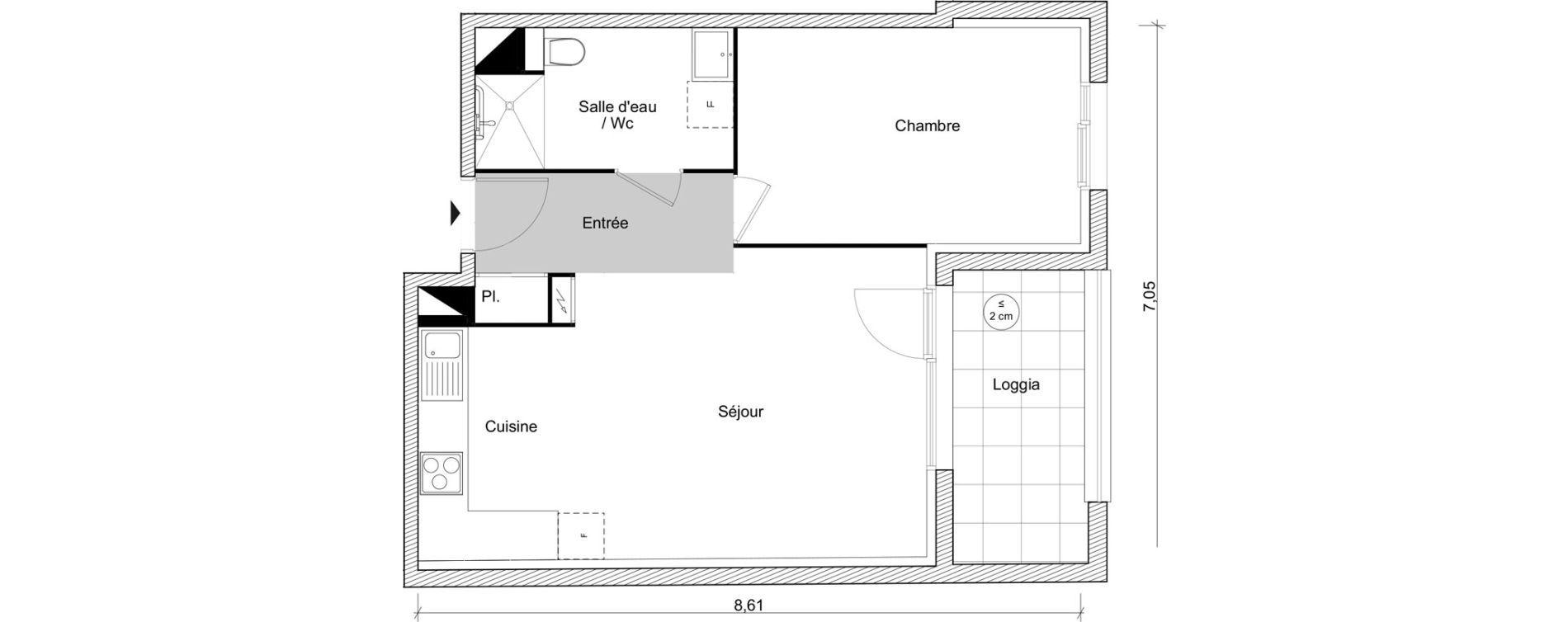 Appartement T2 de 47,07 m2 &agrave; Fonbeauzard Centre