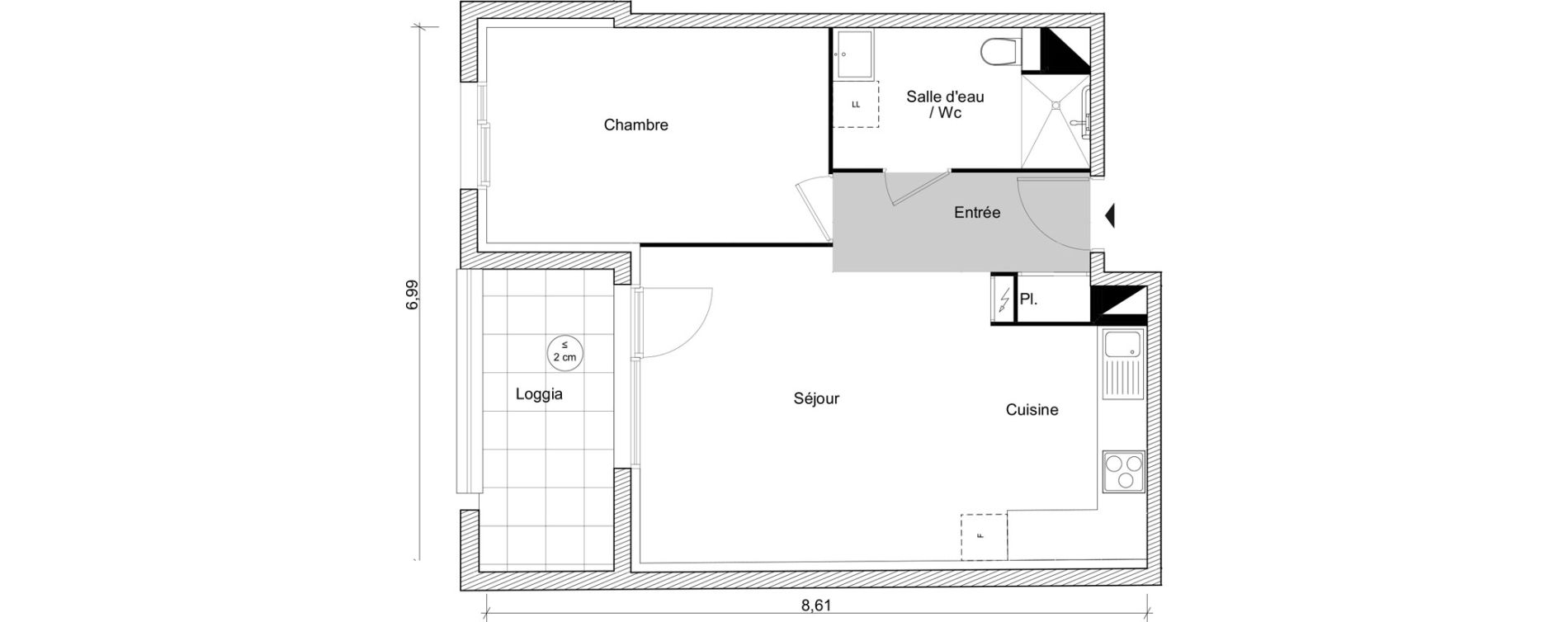 Appartement T2 de 47,42 m2 &agrave; Fonbeauzard Centre