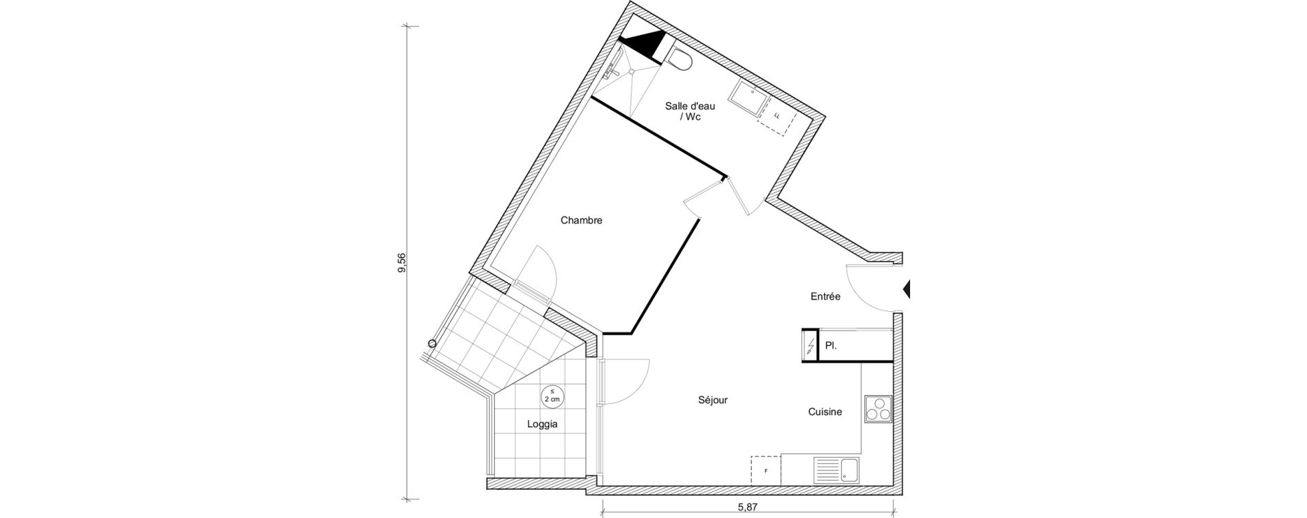 Appartement T2 de 47,39 m2 &agrave; Fonbeauzard Centre