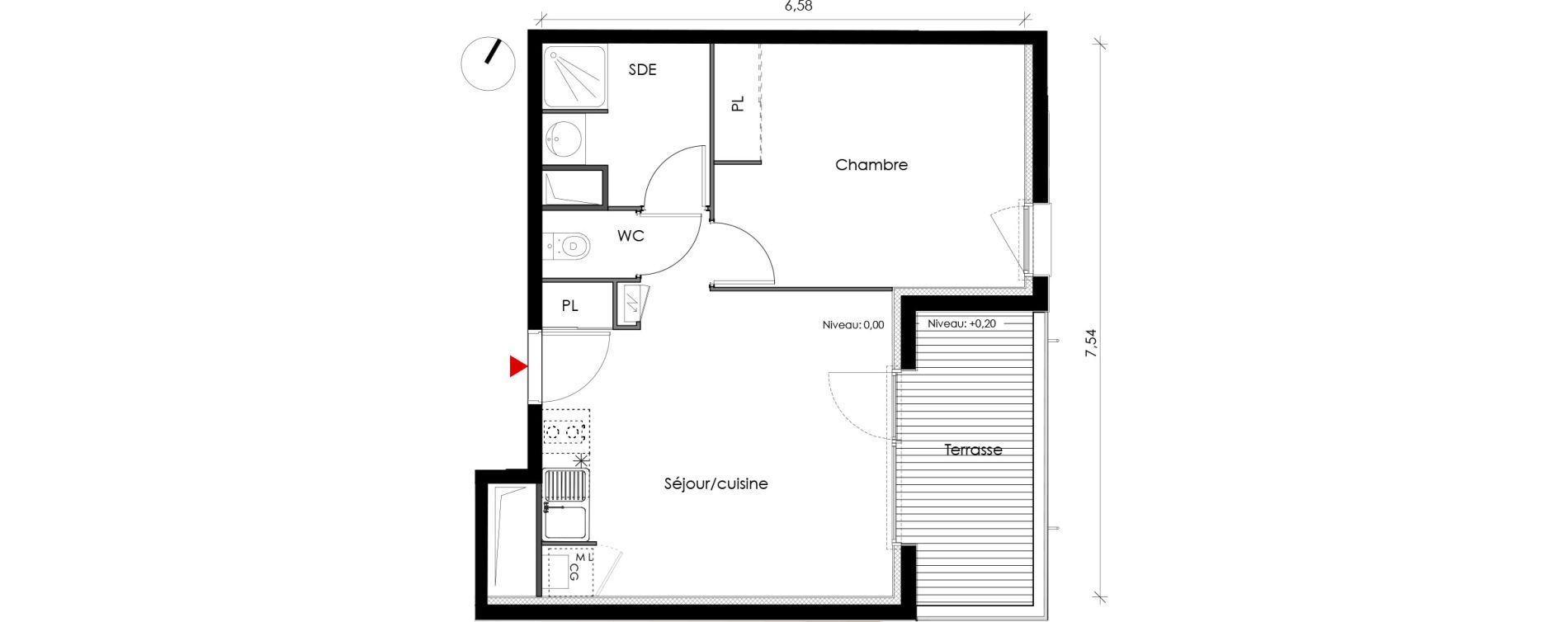 Appartement T2 de 40,65 m2 &agrave; Fonbeauzard Centre