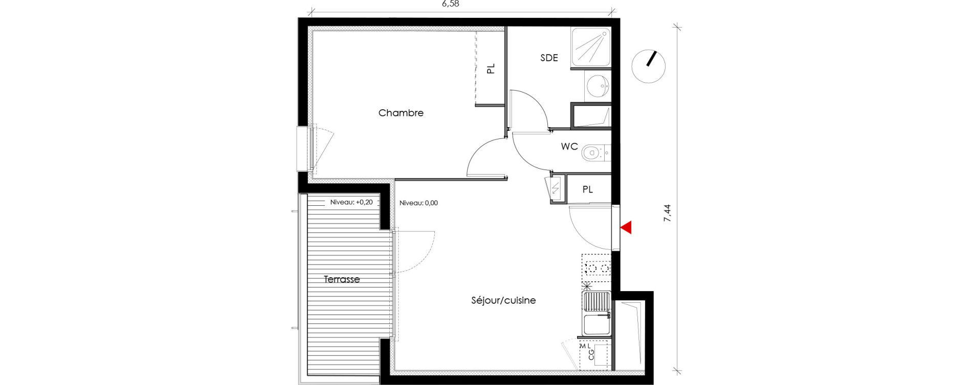 Appartement T2 de 40,11 m2 &agrave; Fonbeauzard Centre