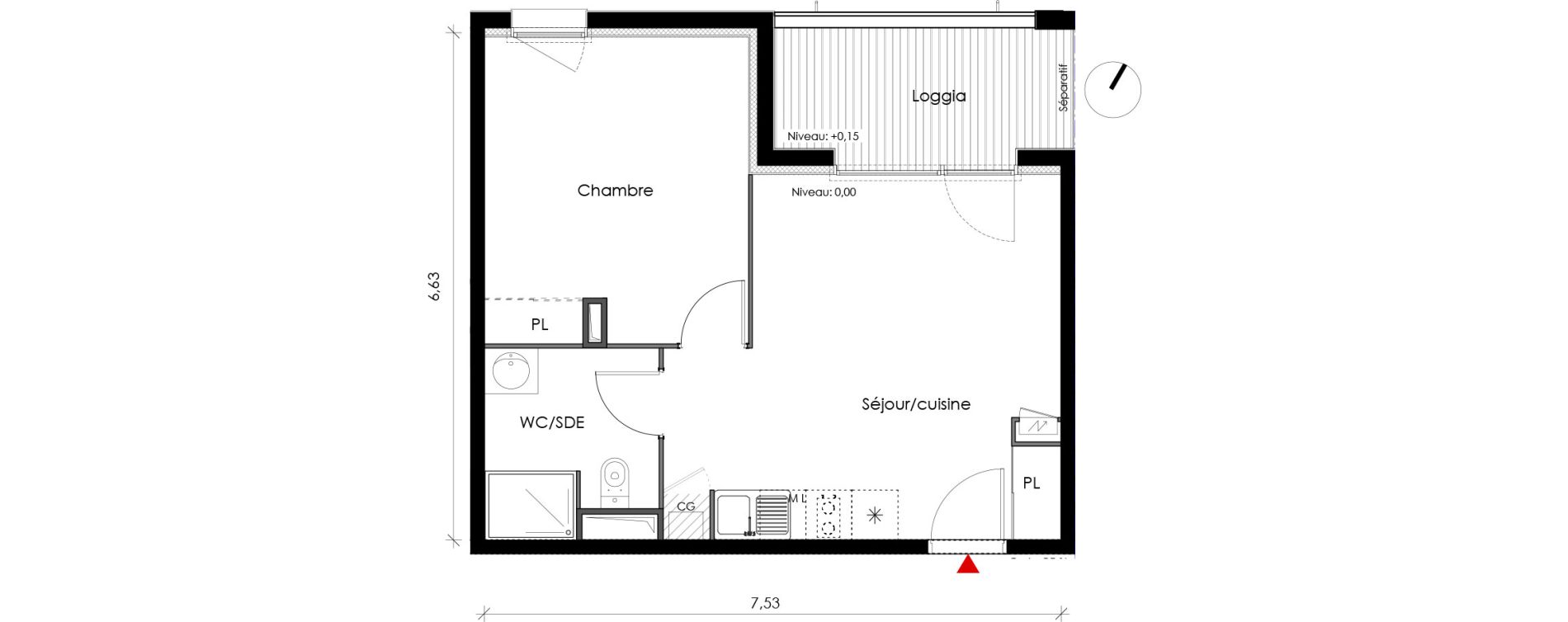 Appartement T2 de 40,84 m2 &agrave; Fonbeauzard Centre