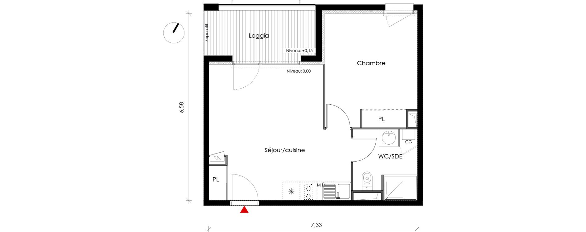 Appartement T2 de 39,47 m2 &agrave; Fonbeauzard Centre