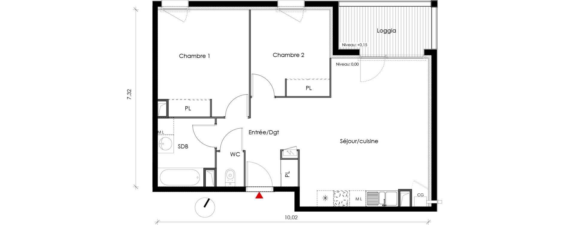 Appartement T3 de 60,78 m2 &agrave; Fonbeauzard Centre