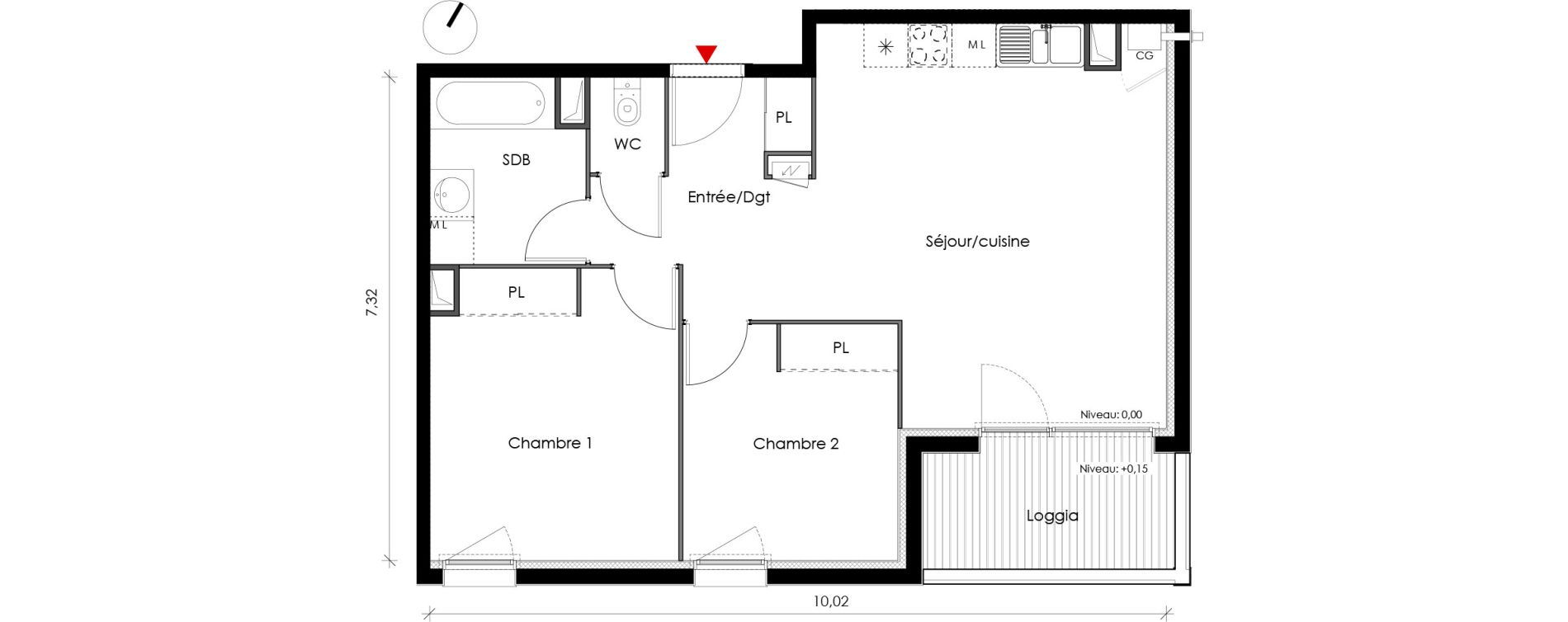 Appartement T3 de 60,84 m2 &agrave; Fonbeauzard Centre