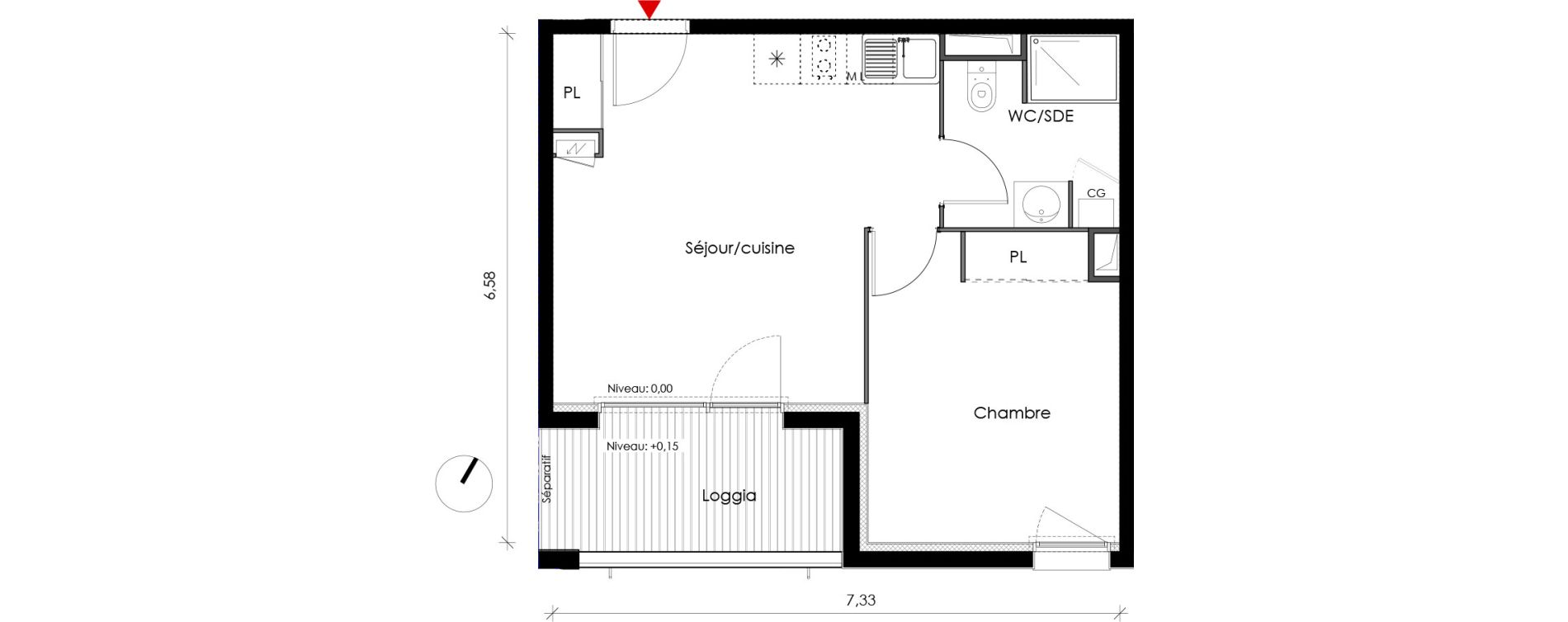 Appartement T2 de 39,52 m2 &agrave; Fonbeauzard Centre