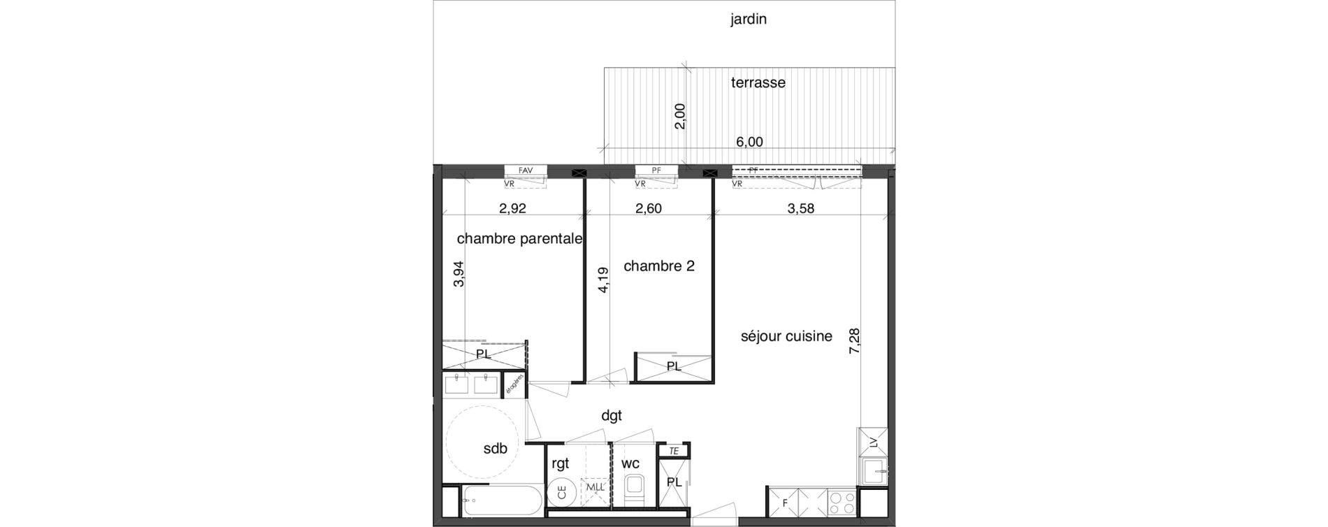 Appartement T3 de 62,20 m2 &agrave; Fonbeauzard Centre