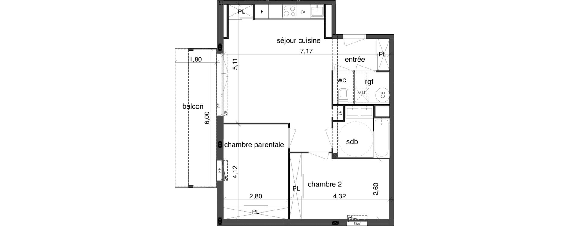 Appartement T3 de 60,40 m2 &agrave; Fonbeauzard Centre