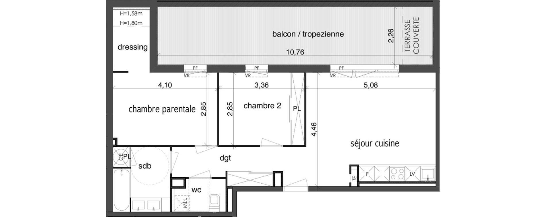 Appartement T3 de 61,50 m2 &agrave; Fonbeauzard Centre
