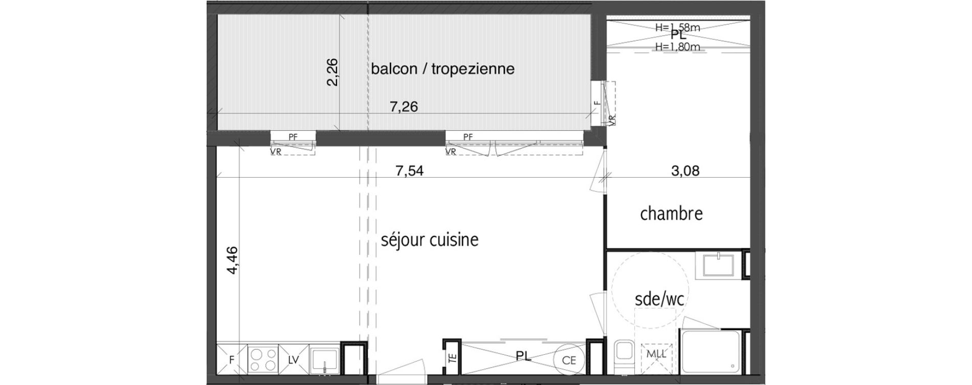 Appartement T2 de 50,20 m2 &agrave; Fonbeauzard Centre