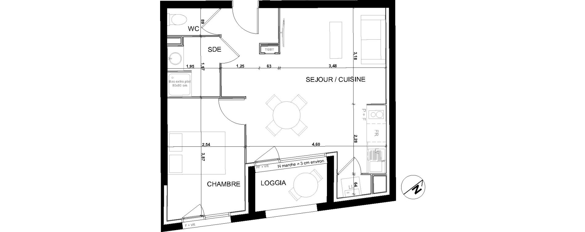 Appartement T2 de 40,87 m2 &agrave; Fonsorbes Centre