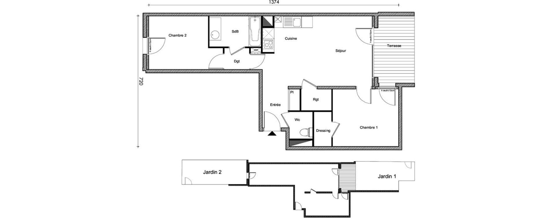 Appartement T3 de 62,22 m2 &agrave; Frouzins Centre