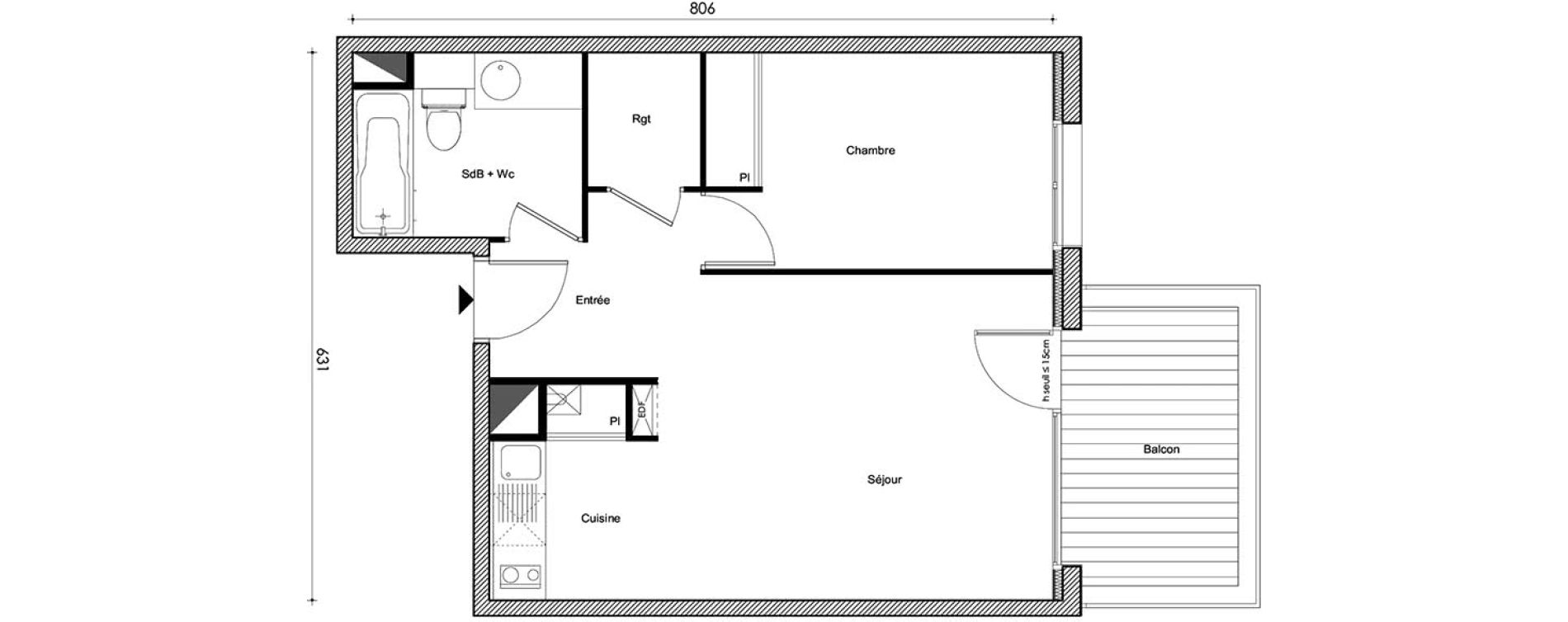 Appartement T2 de 42,64 m2 &agrave; Frouzins Centre