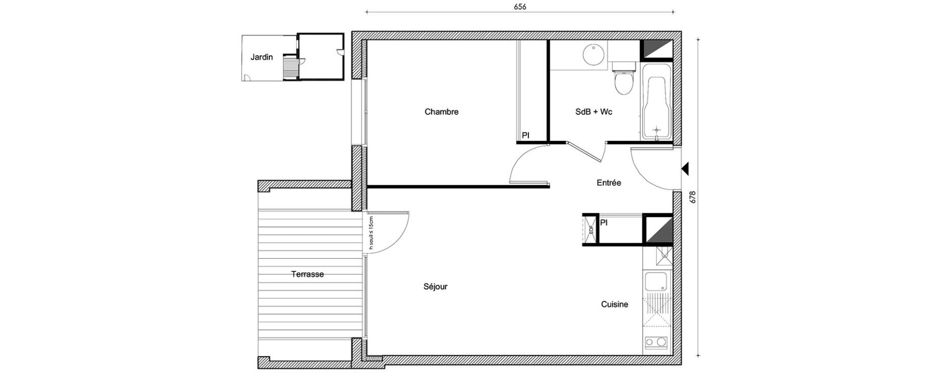 Appartement T2 de 42,89 m2 &agrave; Frouzins Centre