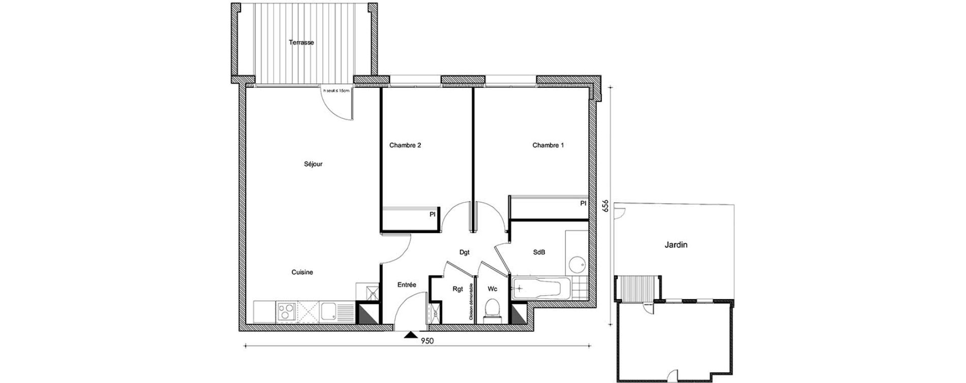 Appartement T3 de 59,02 m2 &agrave; Frouzins Centre