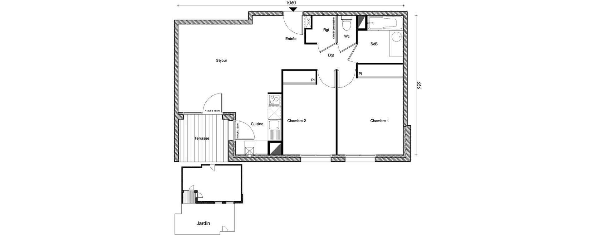Appartement T3 de 60,66 m2 &agrave; Frouzins Centre