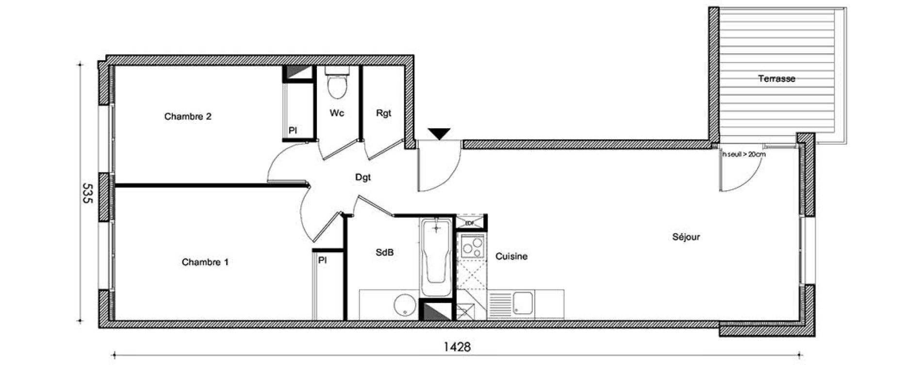 Appartement T3 de 60,32 m2 &agrave; Frouzins Centre