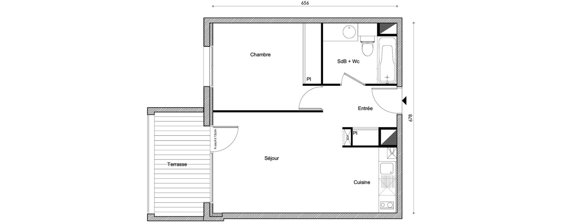 Appartement T2 de 42,89 m2 &agrave; Frouzins Centre