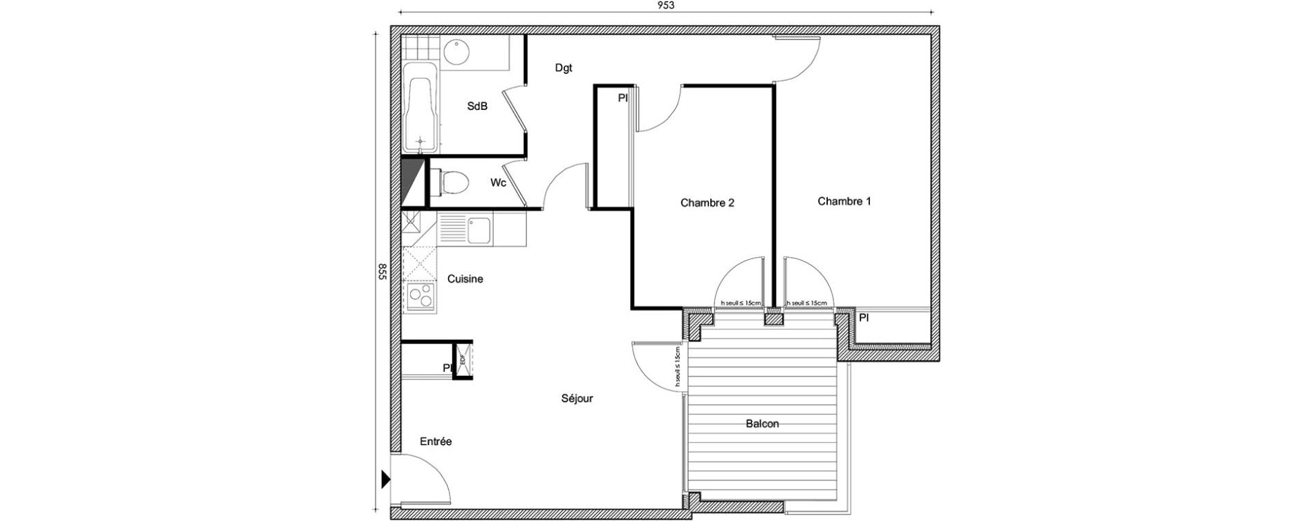 Appartement T3 de 64,24 m2 &agrave; Frouzins Centre