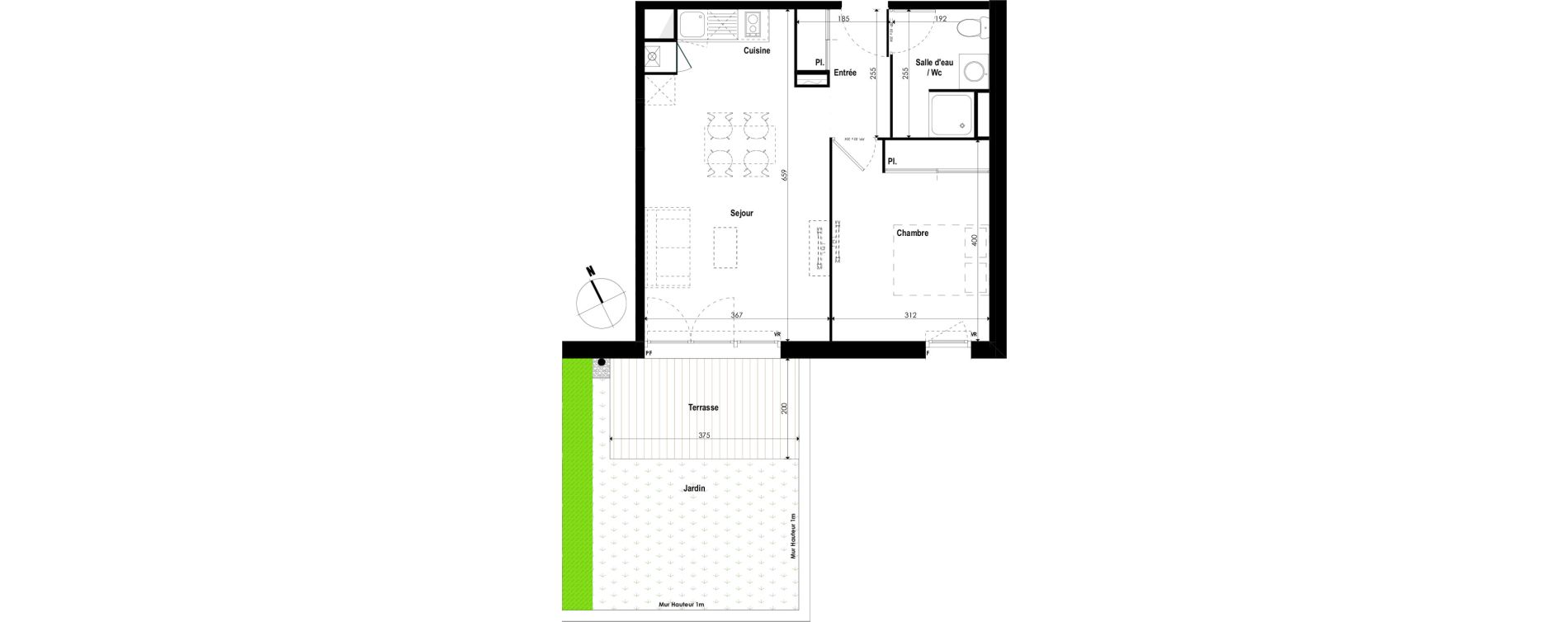 Appartement T2 de 43,52 m2 &agrave; Frouzins Roussimort