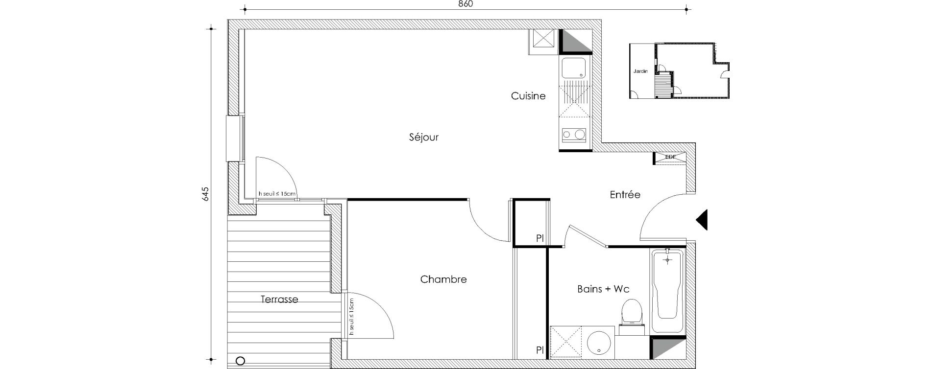 Appartement T2 de 43,37 m2 &agrave; Frouzins Centre