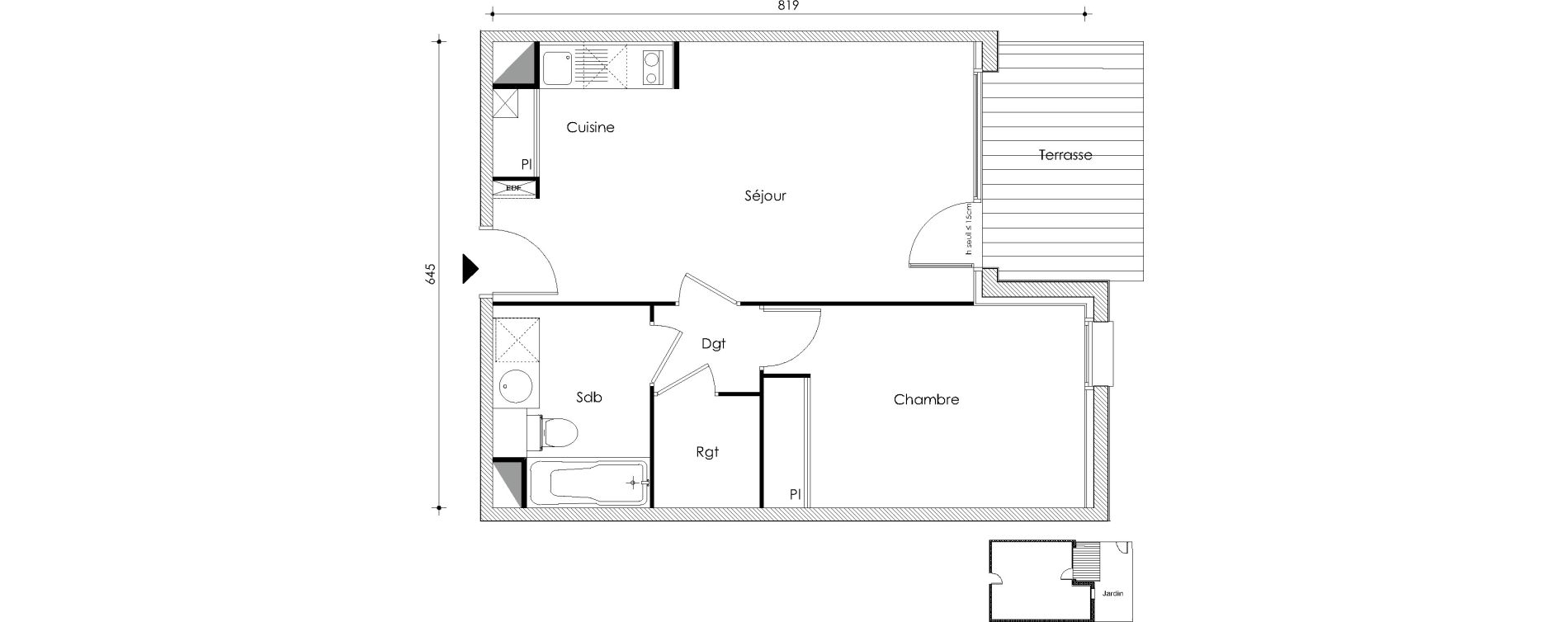 Appartement T2 de 45,54 m2 &agrave; Frouzins Centre