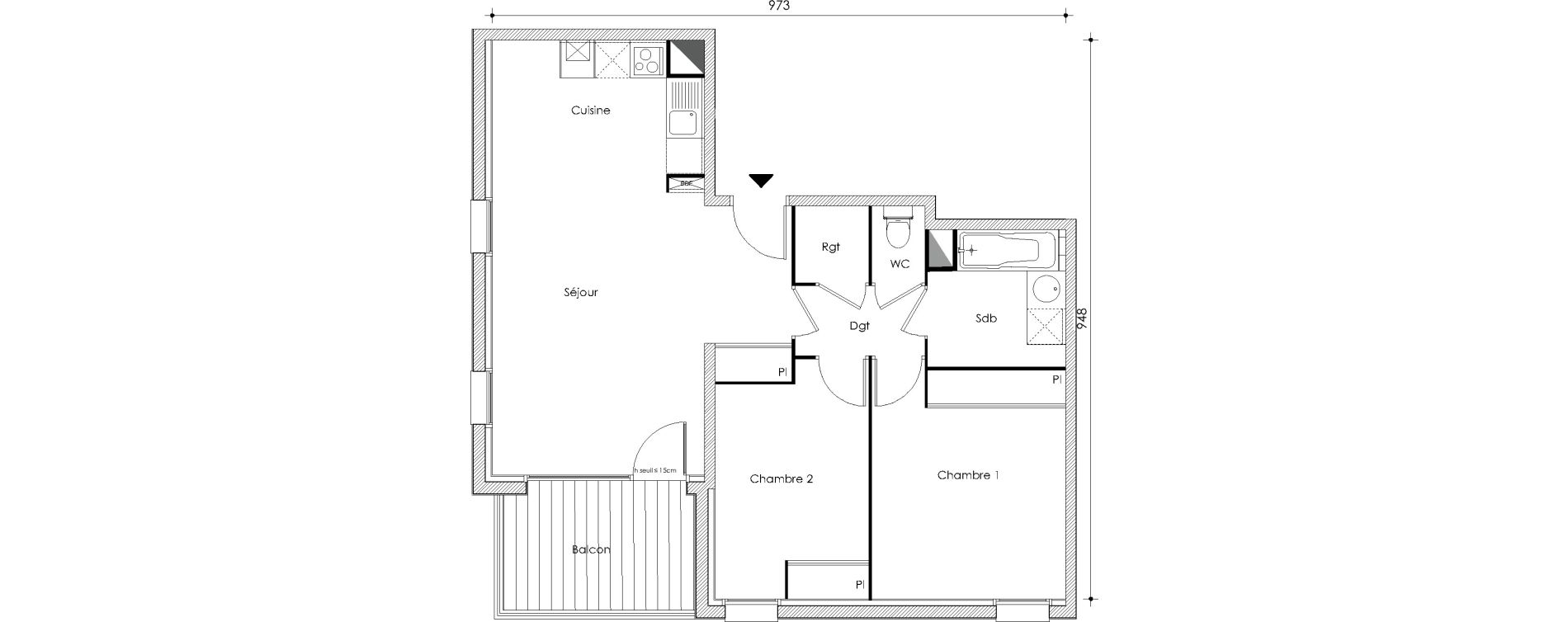 Appartement T3 de 63,79 m2 &agrave; Frouzins Centre