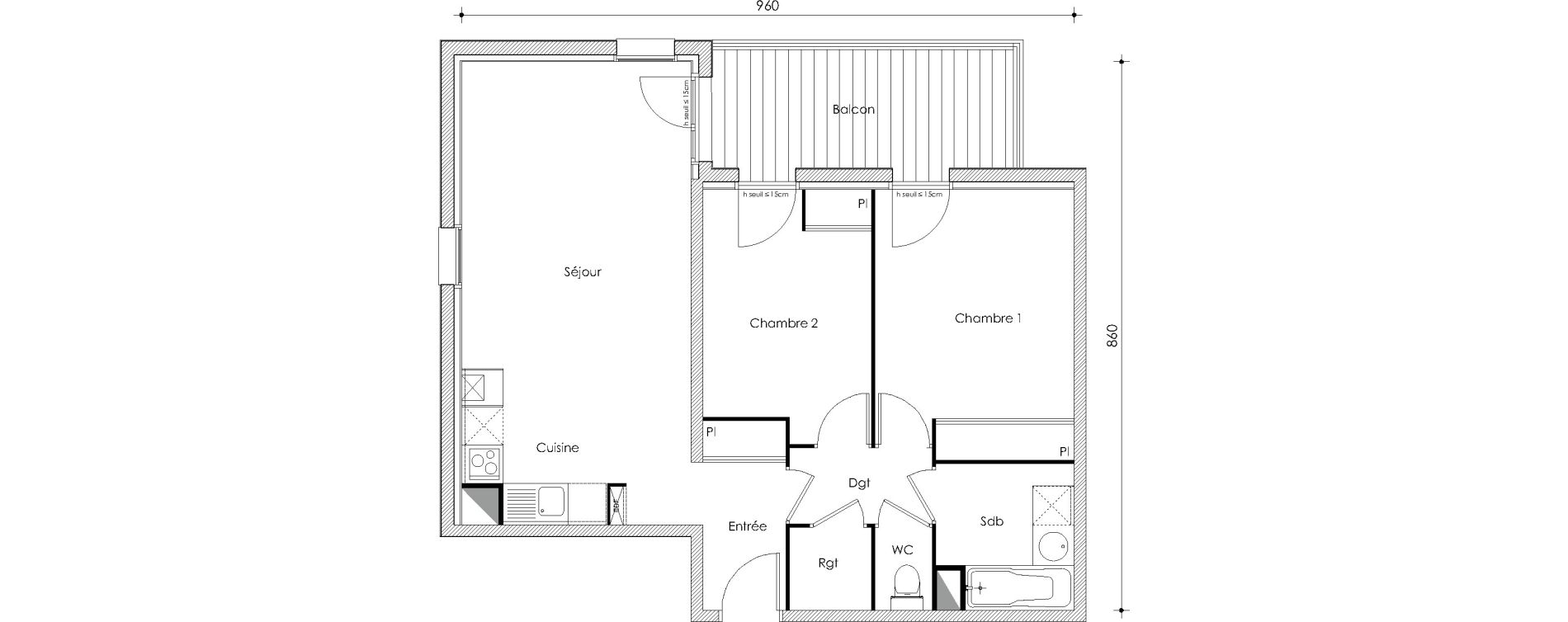 Appartement T3 de 62,91 m2 &agrave; Frouzins Centre