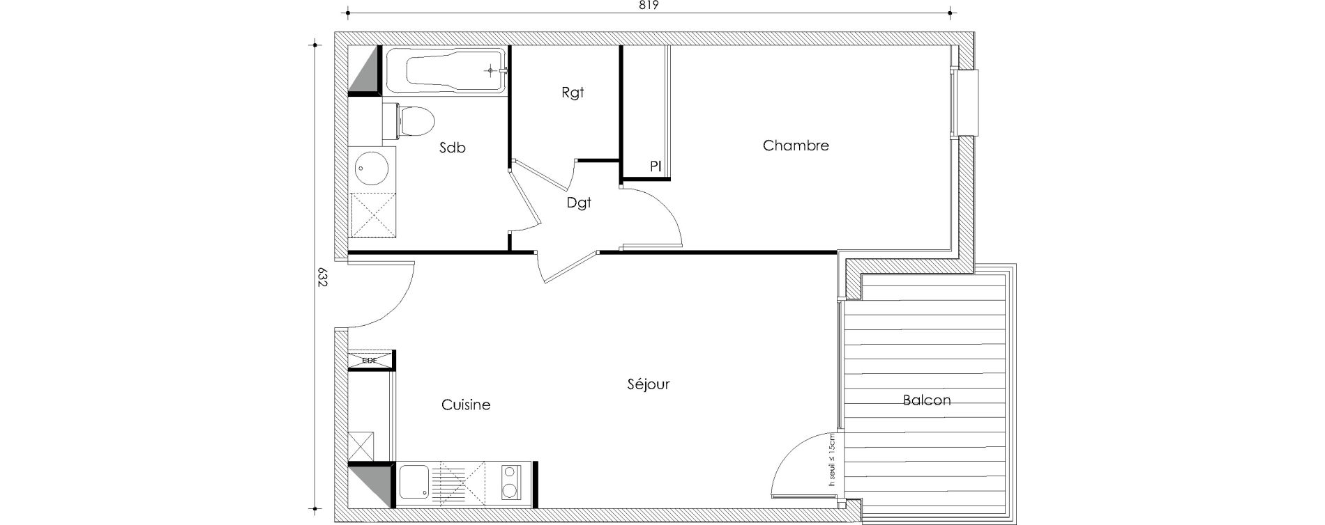 Appartement T2 de 44,68 m2 &agrave; Frouzins Centre