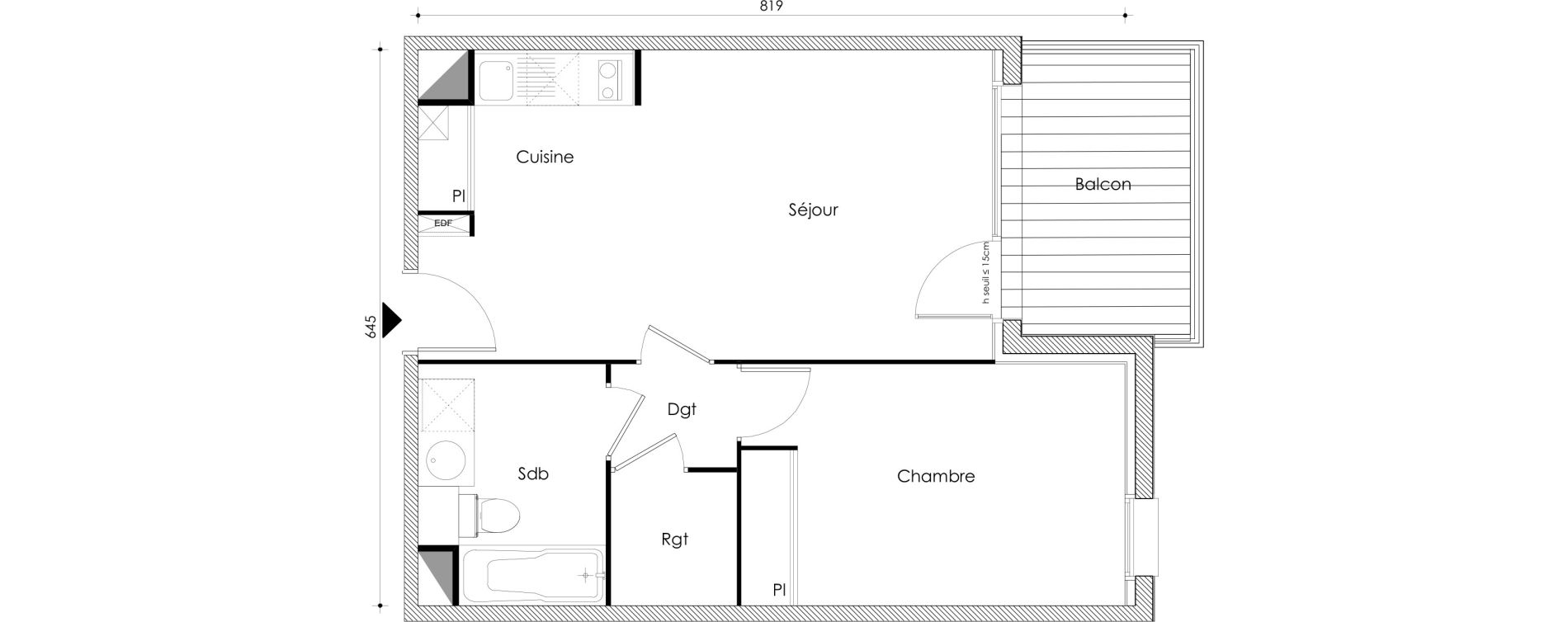 Appartement T2 de 45,53 m2 &agrave; Frouzins Centre