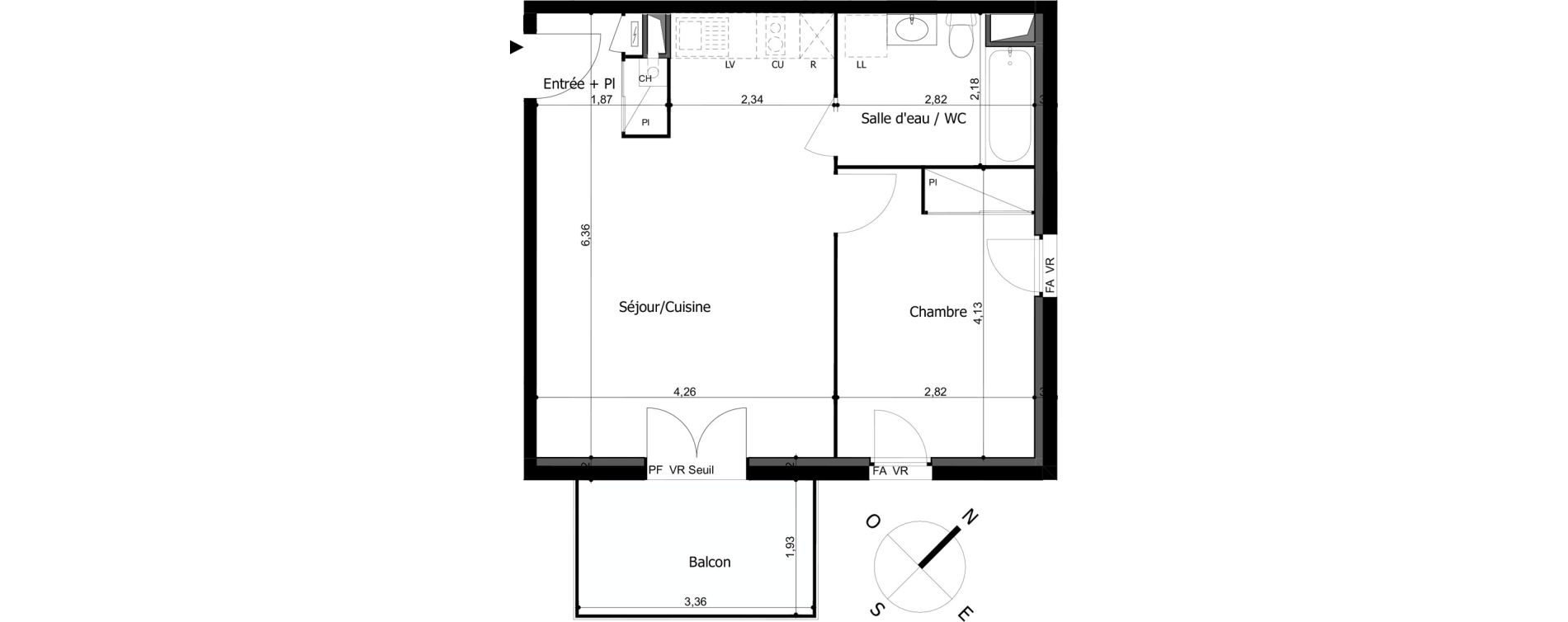 Appartement T2 de 44,01 m2 &agrave; Frouzins Centre