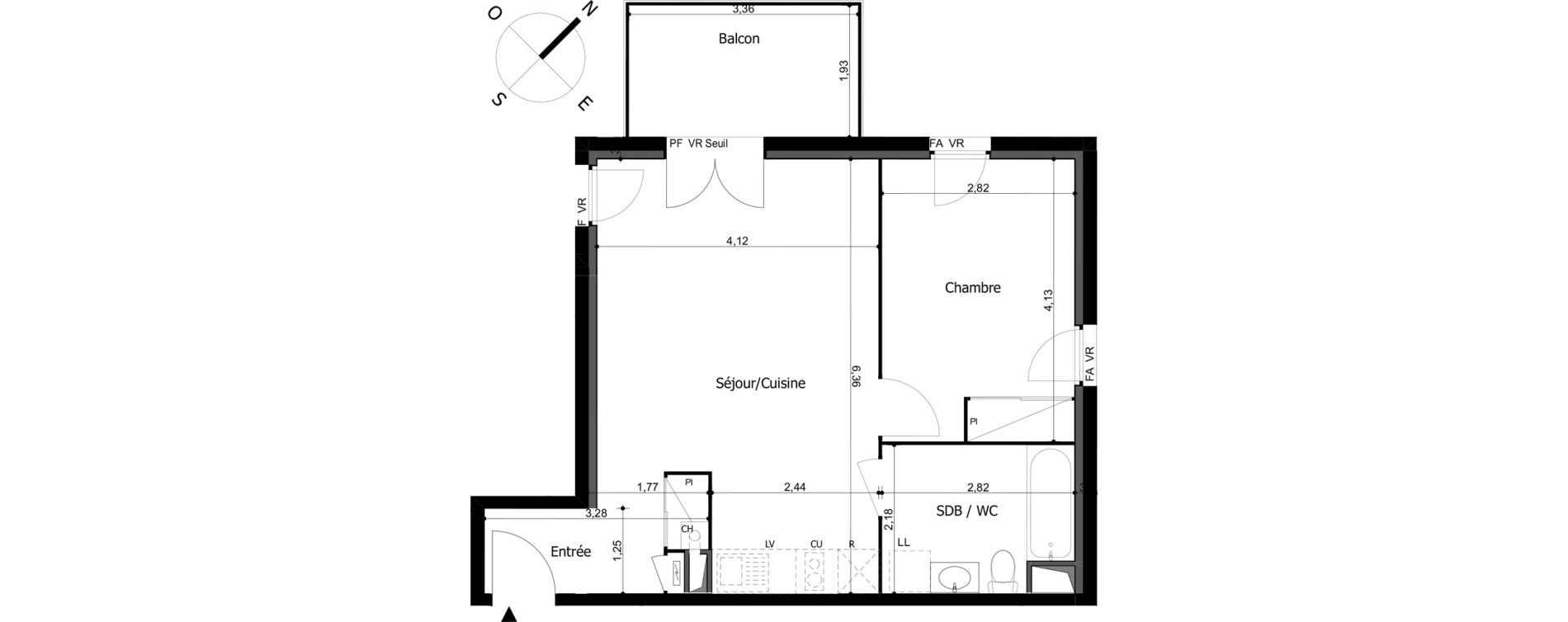 Appartement T2 de 45,17 m2 &agrave; Frouzins Centre