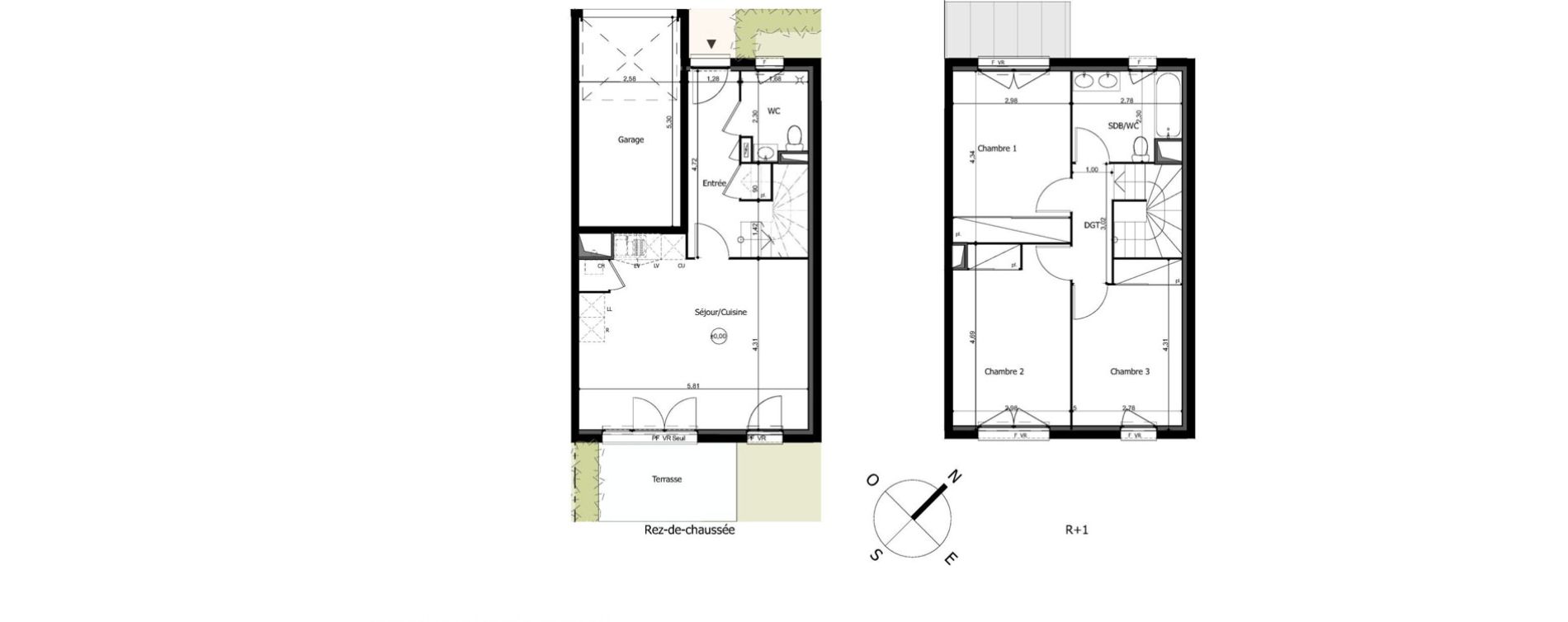 Maison T4 de 83,95 m2 &agrave; Frouzins Centre