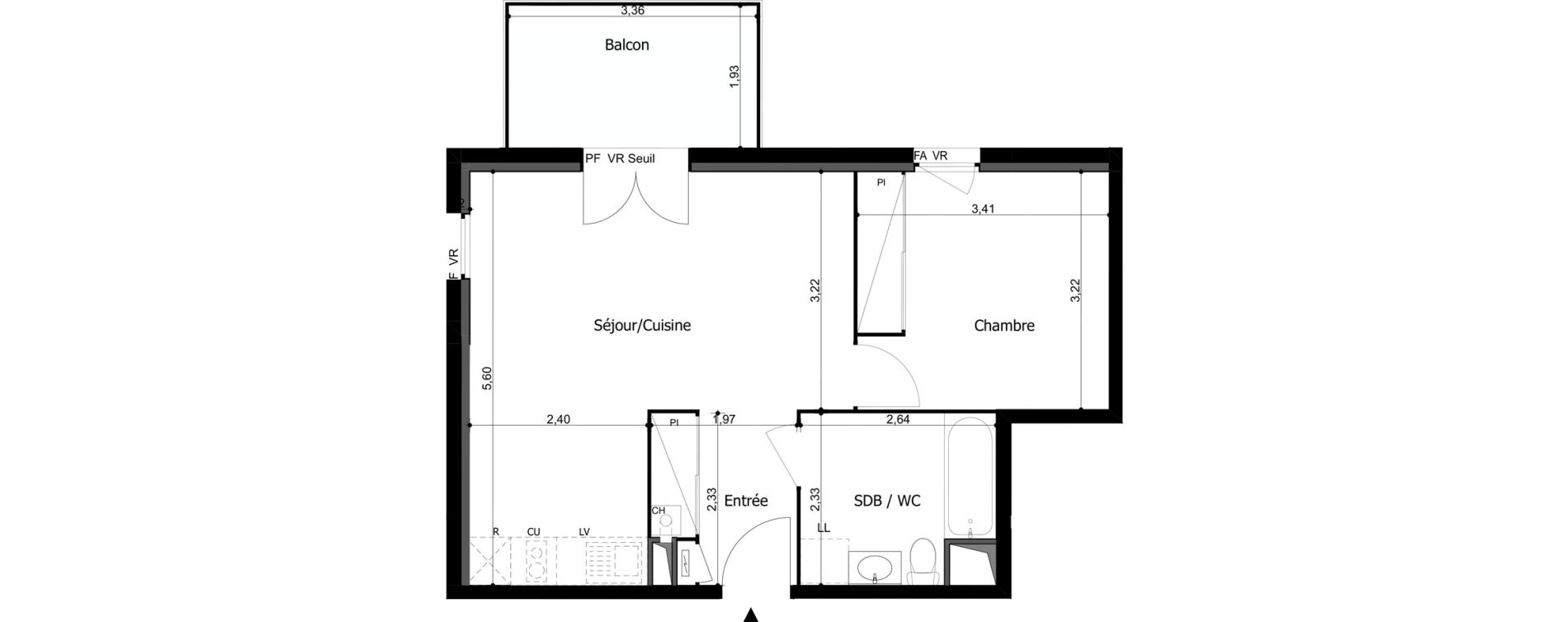 Appartement T2 de 43,31 m2 &agrave; Frouzins Centre