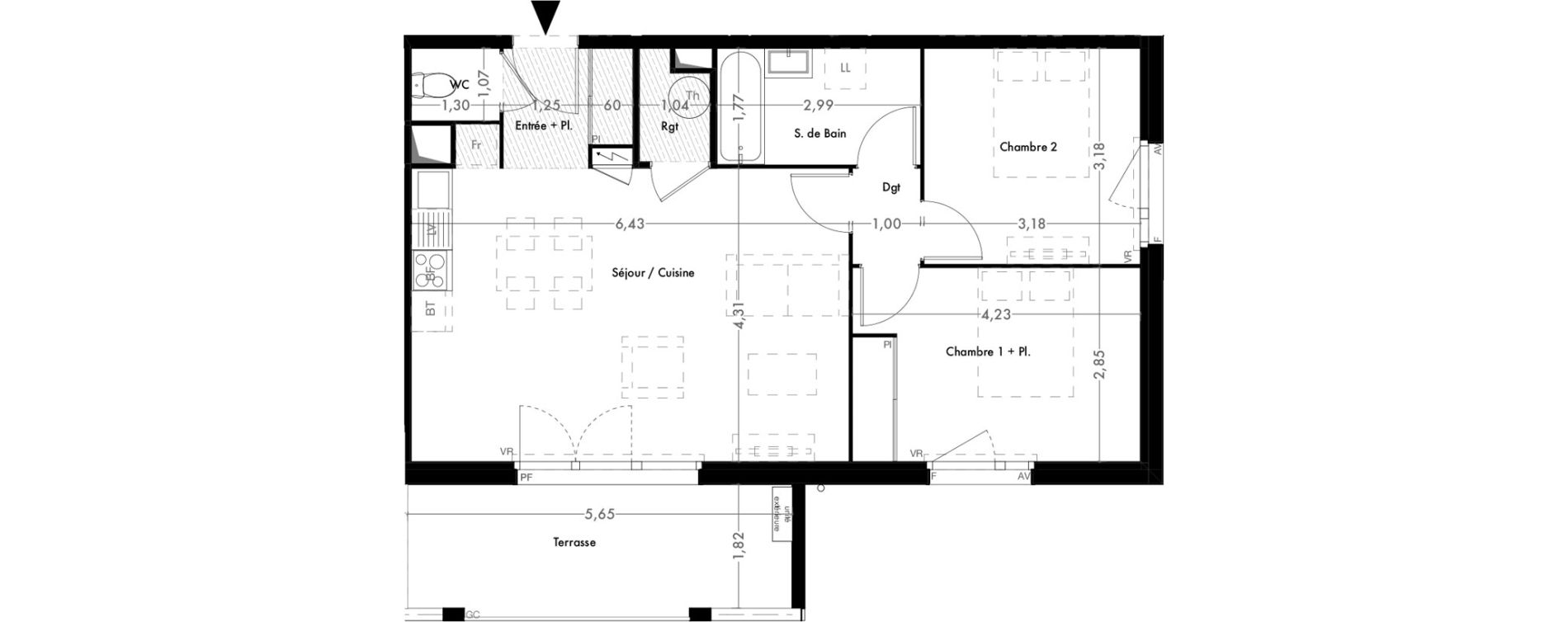 Appartement T3 de 62,82 m2 &agrave; Gagnac-Sur-Garonne Centre