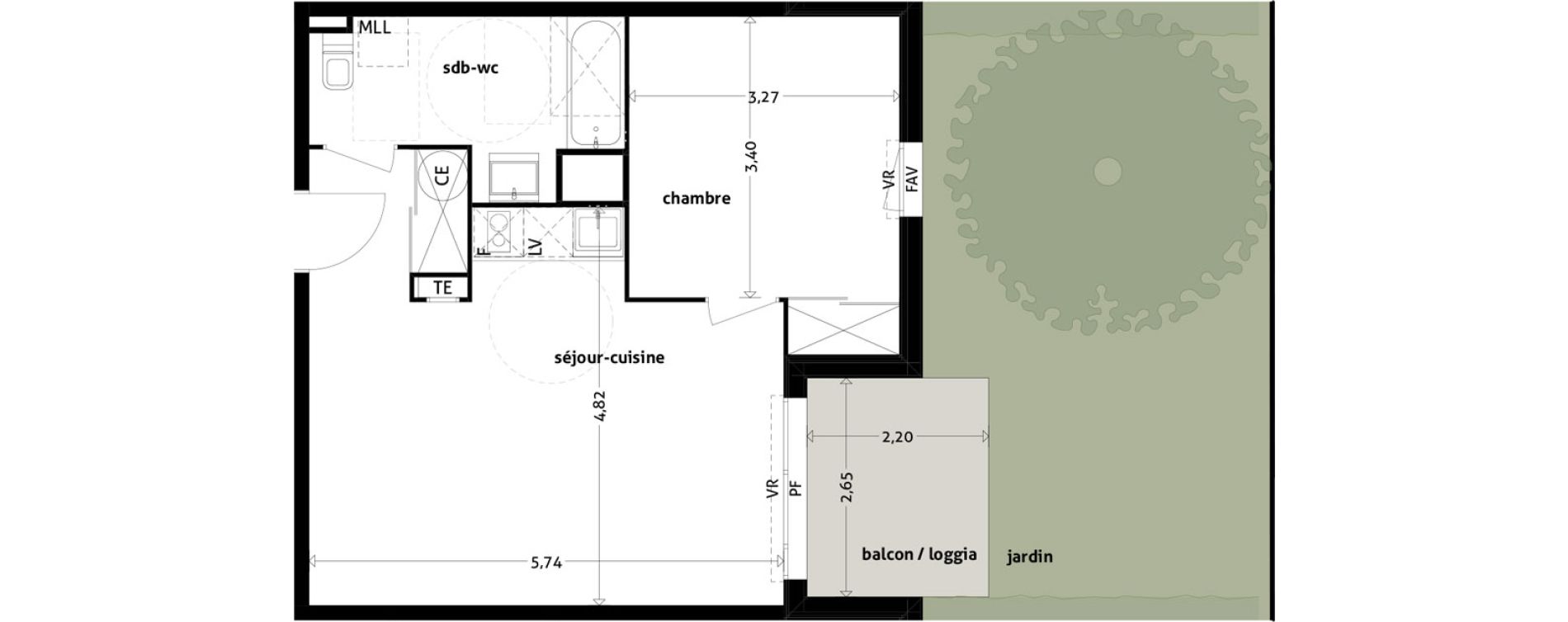 Appartement T2 de 45,35 m2 &agrave; Gagnac-Sur-Garonne Centre