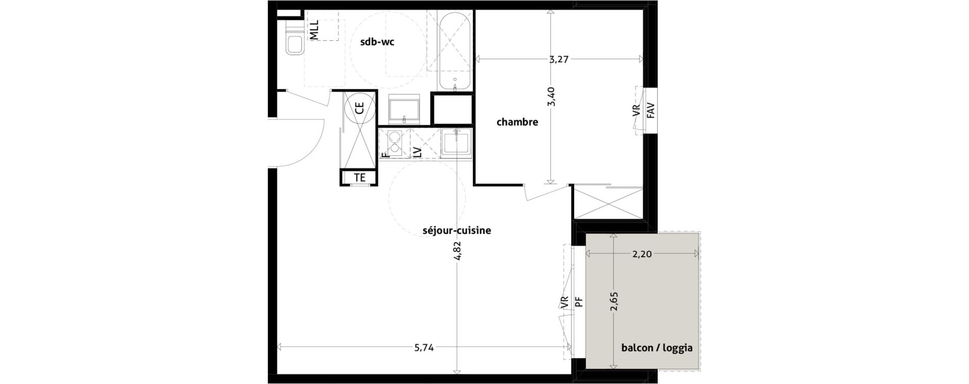 Appartement T2 de 45,35 m2 &agrave; Gagnac-Sur-Garonne Centre