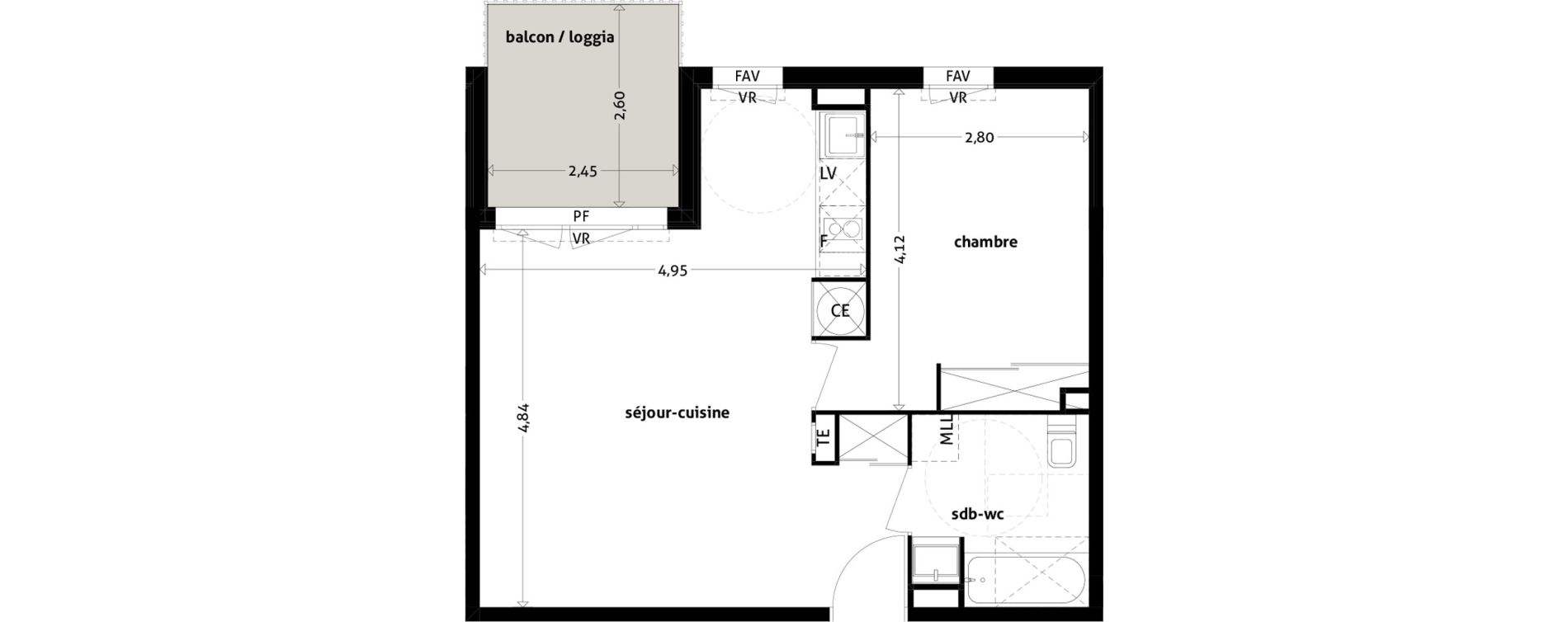 Appartement T2 de 45,50 m2 &agrave; Gagnac-Sur-Garonne Centre