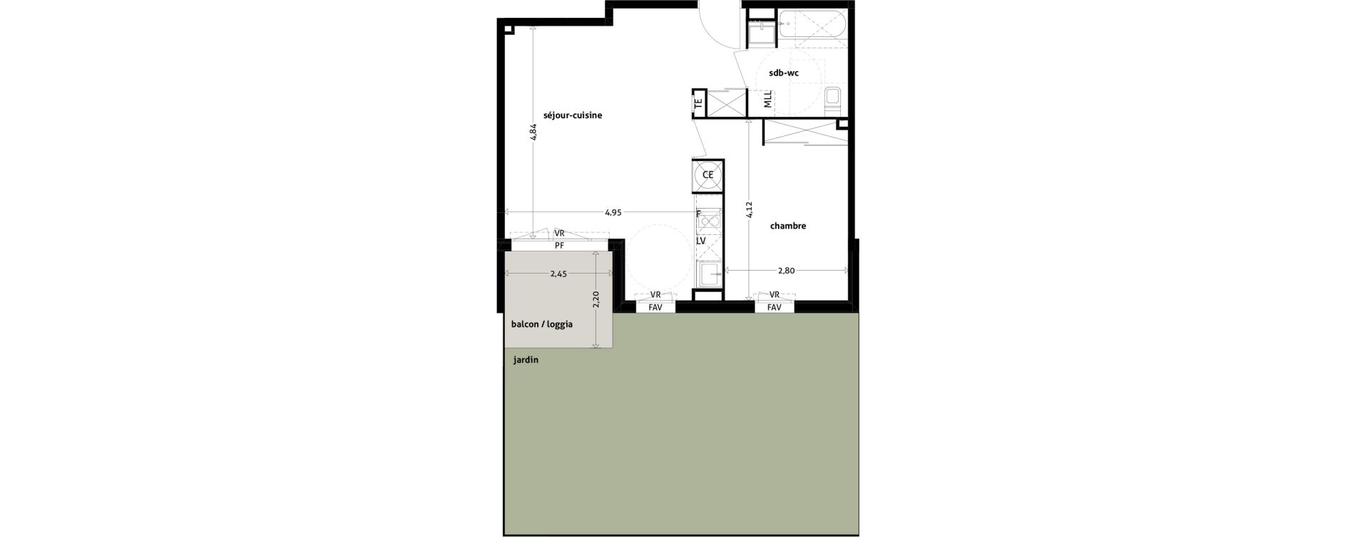 Appartement T2 de 45,80 m2 &agrave; Gagnac-Sur-Garonne Centre