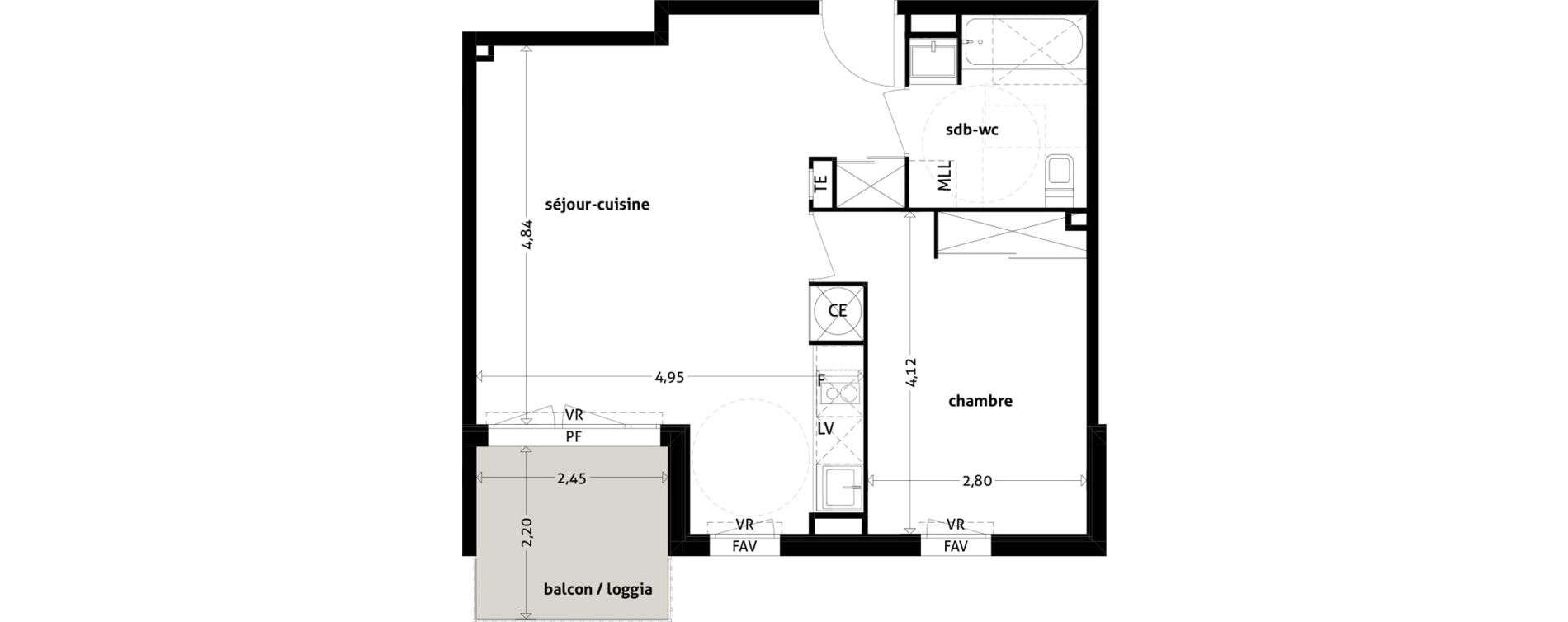 Appartement T2 de 45,80 m2 &agrave; Gagnac-Sur-Garonne Centre
