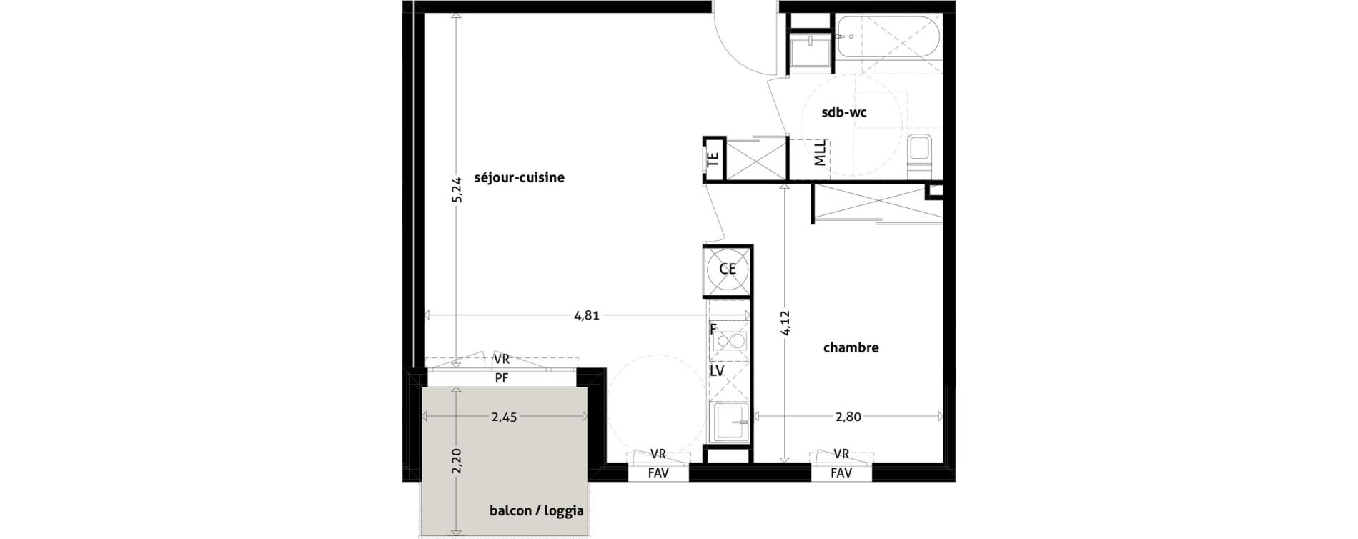 Appartement T2 de 45,95 m2 &agrave; Gagnac-Sur-Garonne Centre