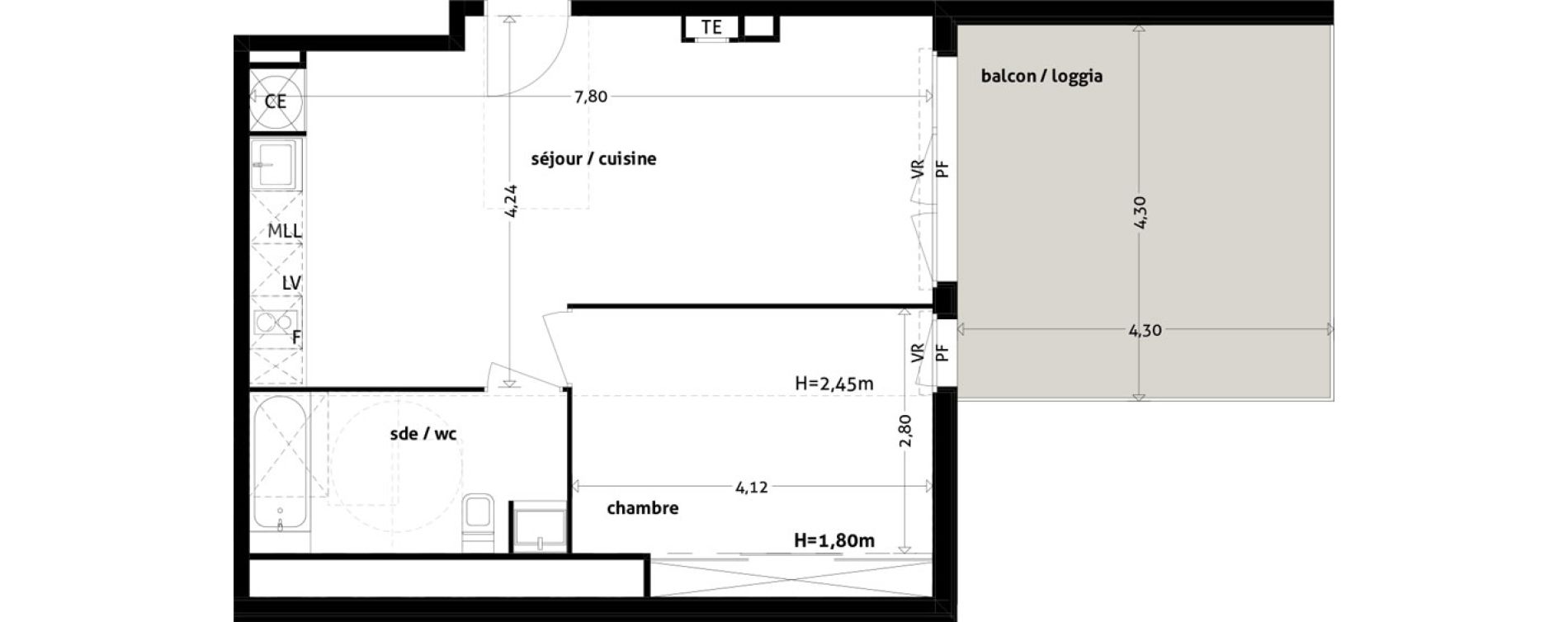 Appartement T2 de 46,05 m2 &agrave; Gagnac-Sur-Garonne Centre