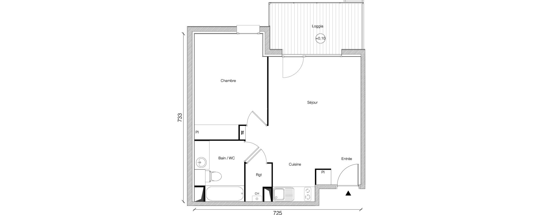 Appartement T2 de 45,95 m2 &agrave; Gagnac-Sur-Garonne Centre